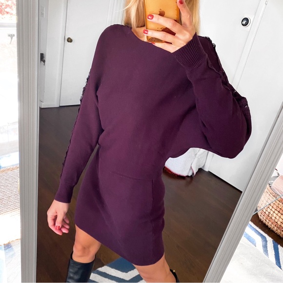 🍇 ORSAY PURPLE LACE WOVEN LONG SLEEVE DRESS! - Picture 3 of 14